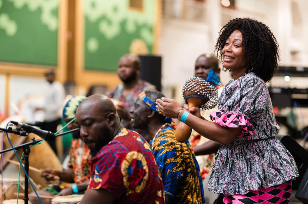 A group of musicians perform at Black Community Science Night