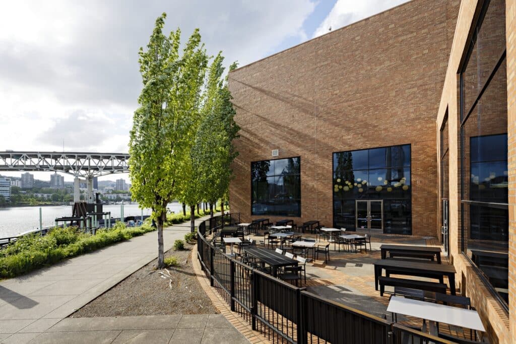 Theory Restaurant patio at OMSI in Portland, OR.